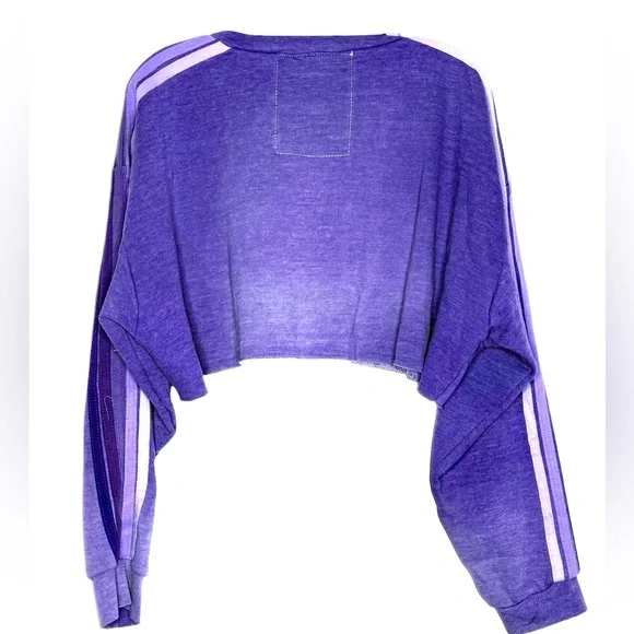 Aviator Nation Purple Relaxed Cropped Crew Neck Athleisure Sweatshirt size M NWT - Picture 3 of 5